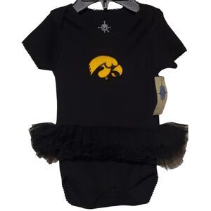 Black Iowa Hawkeyes Infant 6-9 Month Tutu Bodysuit One Piece Embroidered NWT